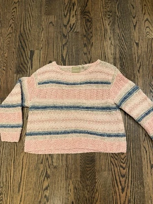 Suéter Liz Claiborne Lizwear malha à mão tamanho G - mistura de seda rosa azul bronzeado - Imagem 1 de 4