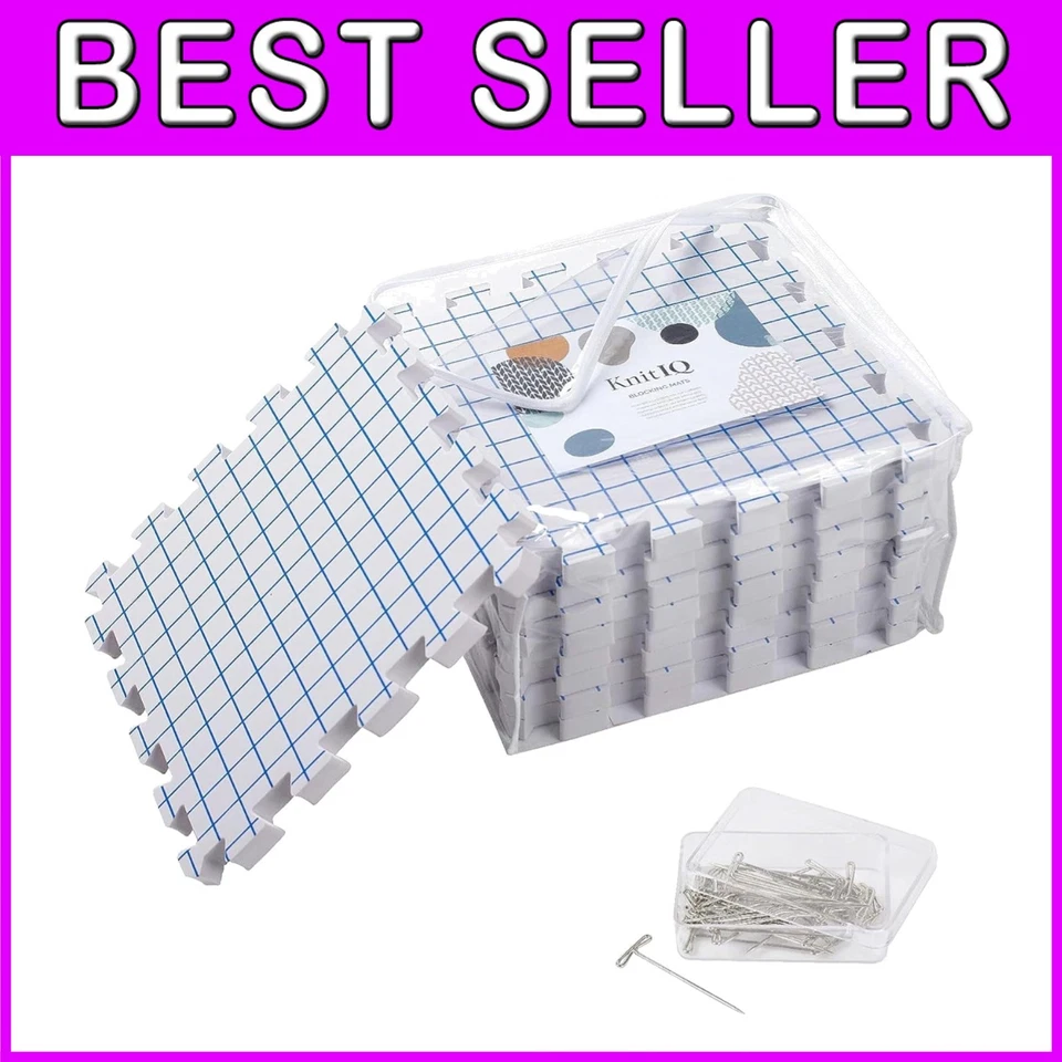 Knitting Blocking Mats Set with T-Pins - Photo 1/4