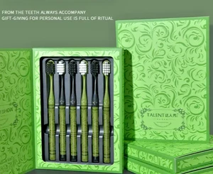6pcs Adult Premium Soft Oral Care Forest Green Black Microfiber Toothbrush Gift - Picture 1 of 4