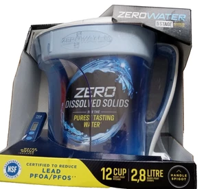 ZeroWater 5 Stage 12 Cup Ready-Pour Filtered Pour-Through Water Pitcher - Blue - Picture 1 of 2