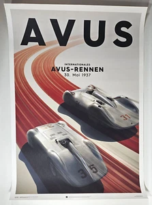 MERCEDES AUTO UNION Streamliner 1937 AVUS Art Print Poster CARACCIOLA - Picture 1 of 9