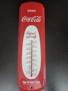 Vintage Coca-Cola retro THERMOMETER Soda Pop ADVERTISING Matel Sign - Picture 1 of 7