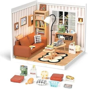 ROBOTIME DIY Miniature Dollhouse with Furniture Craft Kits - Cozy Living Lounge - Picture 1 of 8