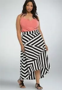 Torrid Black/White Striped Piece Hi-Low Maxi Skirt Size 4 4X (I5) - Picture 1 of 5