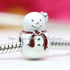 Authentic Happy Snowman White Enamel Sterling Silver Bead 791406ENMX