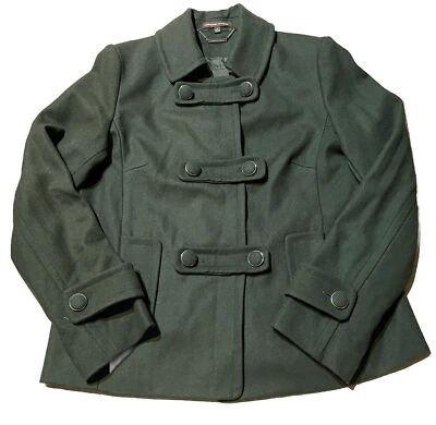 Abrigo para mujer Adrienne Vittadini mezcla de lana mediano doble pecho verde esmeralda Foto 1 de 4