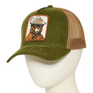 Mens Smokey Bear Icon Baseball Cap Green/ Tan NEW - Picture 1 of 2