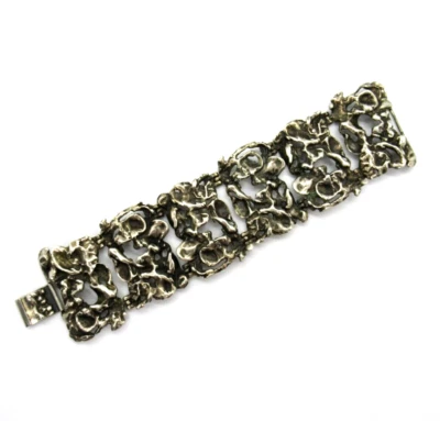 TOP DESIGNER Brutalist Armband 830 Silber 70s Modernist 94 Gr. UNIKAT Space Age - Bild 1 von 4