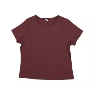 Old Navy Fitted Short Sleeve Cropped Rib Knit T-Shirt Brown Casual Top Womens L - Picture 1 of 12