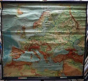 Cuadro en rollo Europa mapa de pared escolar pizarra didáctica póster vintage - Imagen 1 de 1