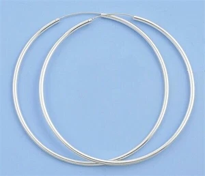 Continuous Hoop Earrings Sterling Silver 925 Thickness 2.5 mm Diameter 80 mm - Picture 1 of 1