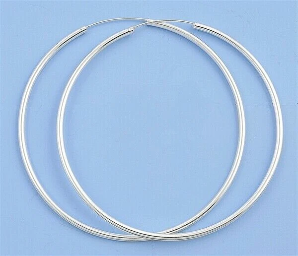 Continuous Hoop Earrings Sterling Silver 925 Thickness 2.5 mm Diameter 80 mm - Image 1 of 1