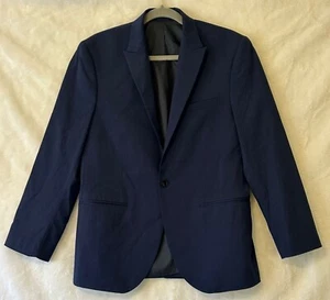 H&M 40R Slim Fit Sport Mantel Wollmischung dunkelblau zwei Knopf belüftet Sakko Blazer - Bild 1 von 9