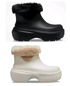 Botas unisex Crocs Stomp forradas de piel negras o estuco para mujer 10 - Imagen 1 de 3