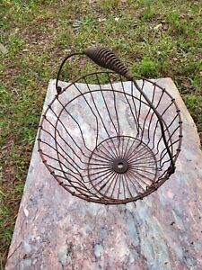Vintage Clam/Oyster Basket, 13.5 diameter iron antique marine maritime.