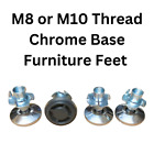 Chrome Furniture Feet Height Adjustable Levelling M6 M8 M10 with insert nut