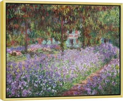 Impresión en lienzo enmarcado arte de pared lirios en el jardín de Monet, 1900 por Claude Monet Impre Foto 1 de 4