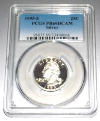 1995-S Silver Washington Quarter PCGS PR69 DCAM 25C Twenty-Five Cents Coin - Image 1 of 4