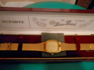 NIB NOS Lucien Piccard Dufonte Quartz Men Dress Watch Gold Tone - Picture 1 of 3