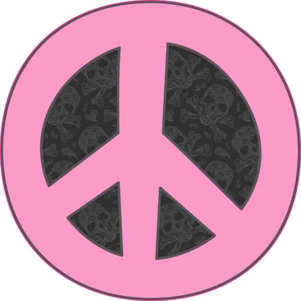 4in X 4in Pink and Black Peace Sign Sticker Vinyl Decal Cup Symbol Stickers - Image 1 of 1