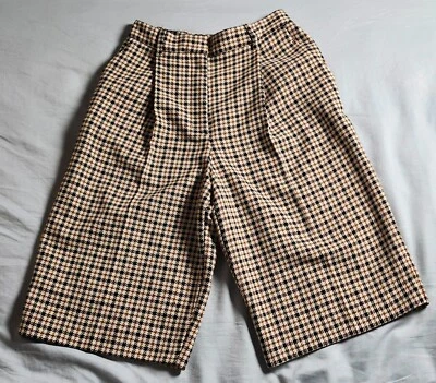 Pantalones Cortos ZARA Para Mujer Pata de Gallo Formales A Cuadros Talla Pequeña Beige Negro Foto 1 de 4