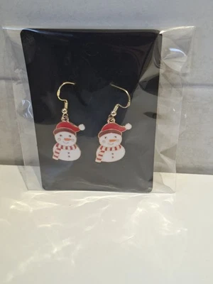 Christmas, Xmas Snowman Dangle Earrings New - Image 1 of 4