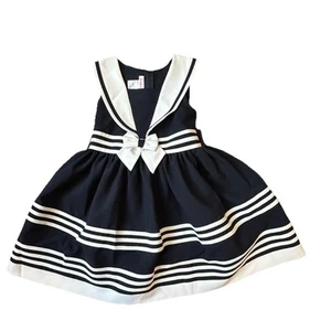 Jessica Ann Girls Navy Blue Sailor Dress Size 6 Nautical Beach Dress - Picture 1 of 7