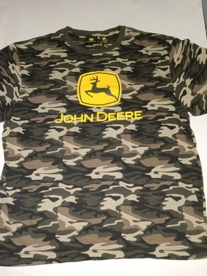 Camisa para hombre John Deere XL tractor camuflaje algodón amarillo logotipo estampado camiseta Foto 1 de 4