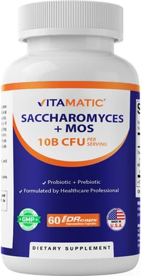 Probiótico Vitamatic Saccharomyces Boulardii 10B por porción + MOS - 60 cápsulas DR. Foto 1 de 4