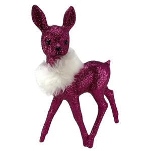 Ino Schaller Fuschia Female Doe Deer with White Boa Figurine 8.75 inch New - Picture 1 of 6