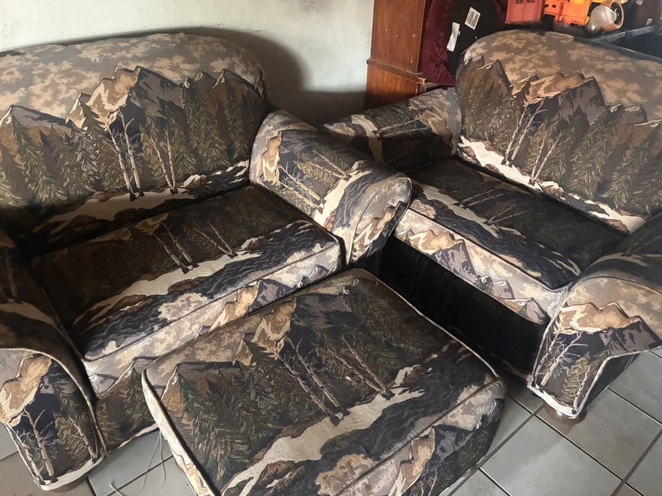 PAR de sillas tapices rústicas Lodge y medio sillones de gran tamaño con reposapiés Foto 1 de 4