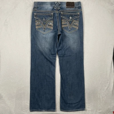 Xtreme Couture Jeans Mens 32x29 Blue Straight Leg Embroidered Flap Pocket Y2K - Image 1 of 4