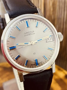 Vintage Lincoln Compressor Edelstahl Uhr von 1969 läuft 33mm #8530 - Bild 1 von 20