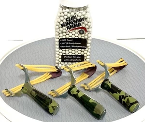 High Velocity 3-PK Slingshot Catapult 3-Band Surgical Rubber Set With 1500 Ammo! - Picture 1 of 7