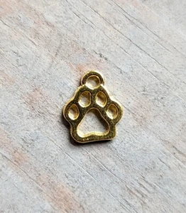 1 Pfote Charm Gold Farbe Anhänger Tier Pfotenabdruck 13 mm 2 mm Loch Hund - Bild 1 von 3