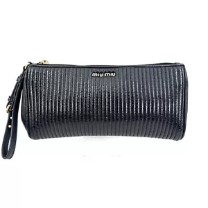 Miu Miu Quilted Clutch Bag Leather Pouch Matelasse Authentic #663 - Picture 1 of 12