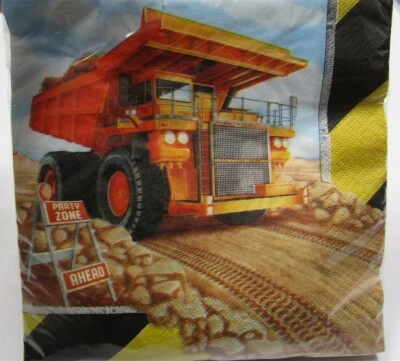 Big Dig Construction 2-Ply Party Napkins. 16 Count 12 Packs. NEW - Image 1 of 3