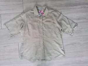 100 % Leinenhemd Größe 14 UK kurzärmeliges Shirt grün Made in Italy  - Bild 1 von 6