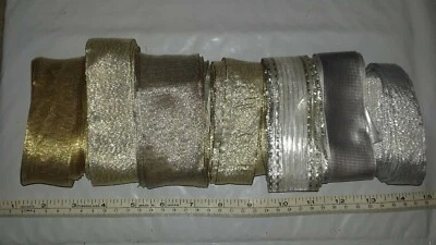 Cinta, cinta con cable, Offray/León, cinta plateada y dorada, 21 yardas, kit de cinta, artesanía Foto 1 de 4