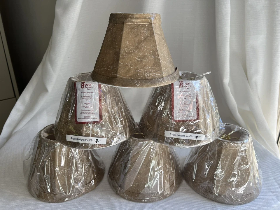 New Royal Designs Faux Leather 3x6x4” Clip On Chandelier Shades - Set Of 6 - Image 1 of 4