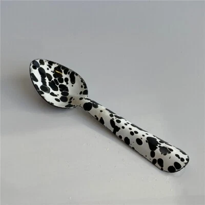 Emaille Marmor Salatteller Schale Löffel Becher Vintage Schwarz Abstrakt Sammler - Bild 1 von 4