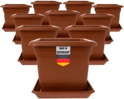 2FRIENDS Set 10 vasi per piante 28x28 cm vaso da fiori in plastica terracotta con sottovasi