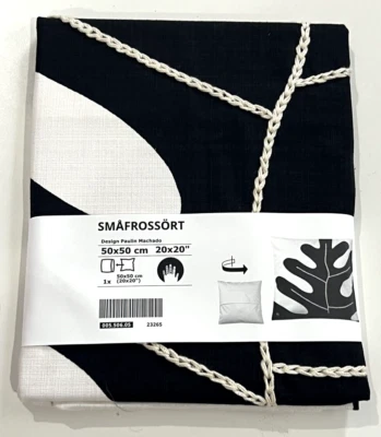 IKEA SMAFROSSORT Off White & Black 20" x 20" Embroidered Pillow Cushion Cover - Image 1 of 4