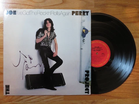 Guitarist JOE PERRY signed I'VE GOT THE ROCK 'n' ROLLS AGAIN Record AEROSMITH Cover