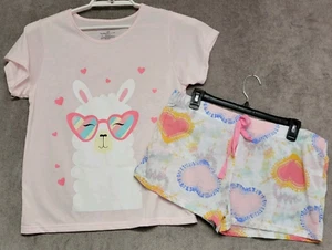 Bobbie Brooks Llama Pj Set Womens Large Pink T-shirt Lounge Shorts Graphic New - Picture 1 of 15