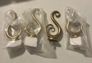 2 Pair Set Of (4) Brass Scroll Curtain Rod Finials 9003-11-27 Country Curtains - Picture 1 of 5