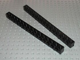 2 x LEGO TECHNIC Black brick with holes 1 x 16 ref 3703 / set 8860 8448 8431...