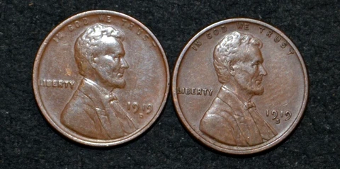 1919-D/S Lincoln Cent Lot of 2 coins * XF+/AU Obverse * NICE BROWN  * FREE S/H Cover