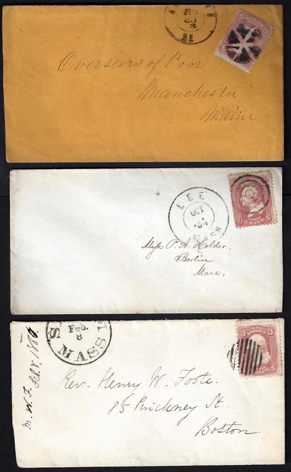 US 1860's THREE FANCY CANCEL COVERS - Image 1 of 1