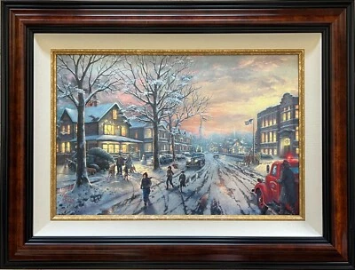 THOMAS KINKADE - A CHRISTMAS STORY S/N 18"X 27" HE GICLEE CANVAS w/COA - Image 1 of 3
